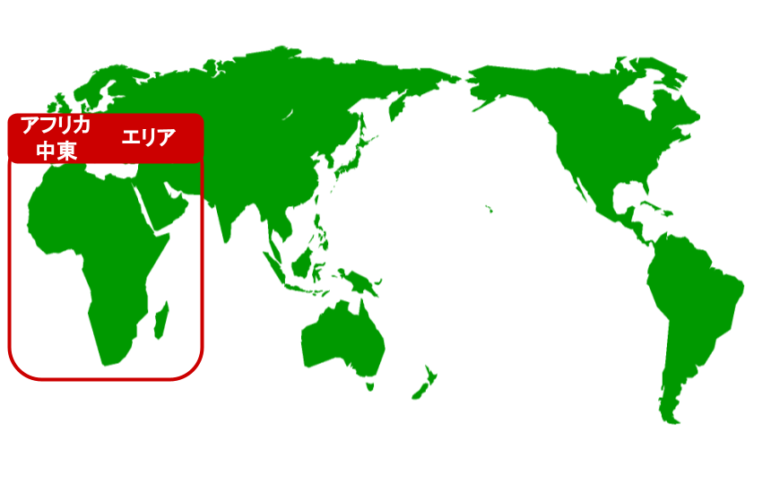 アフリカ中東エリアの地図